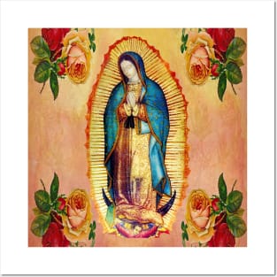 Our Lady of Guadalupe Virgin Mary and Roses Posters and Art